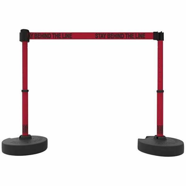 Banner Stakes PLUS Red ''Stay Behind The Line'' Retractable Barrier Set PL4295, 2PK 466PL4295